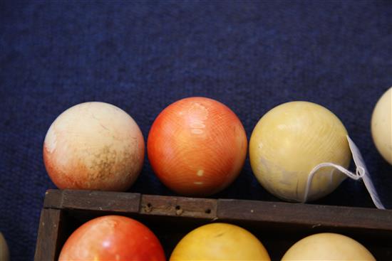 A collection of thirty seven ivory snooker balls, each ball approx 5cm diameter